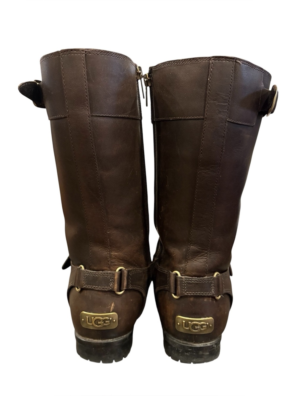 UGG Womens Gershwin Brown Leather Mid-Calf Buckle Boots, size 7 - Picture 4 of 10